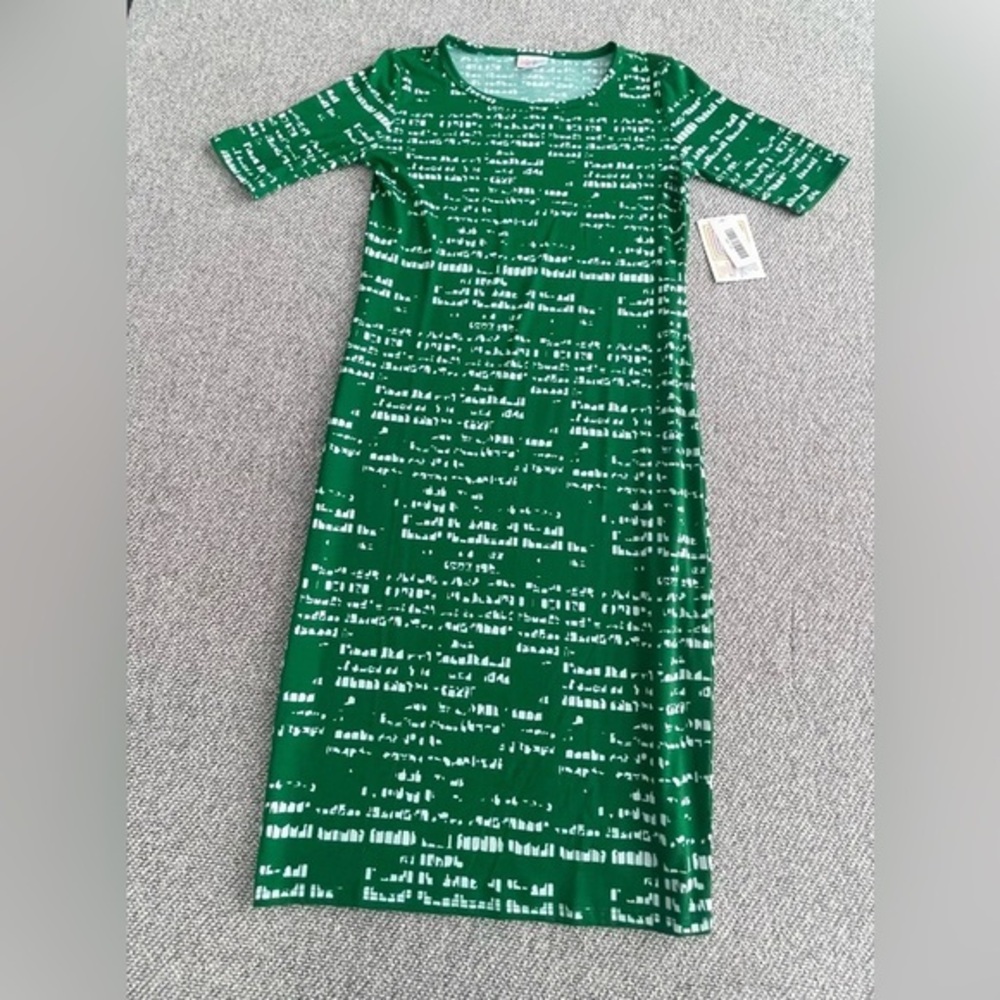LuLaRoe Green and White Midi Dress